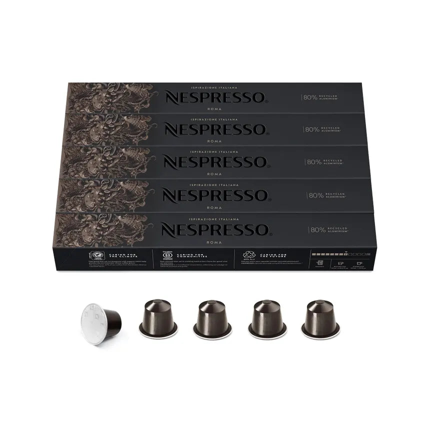 Nespresso Roma Coffee Pods – Rich & Balanced Medium-Dark Roast Espresso | Pack of 10